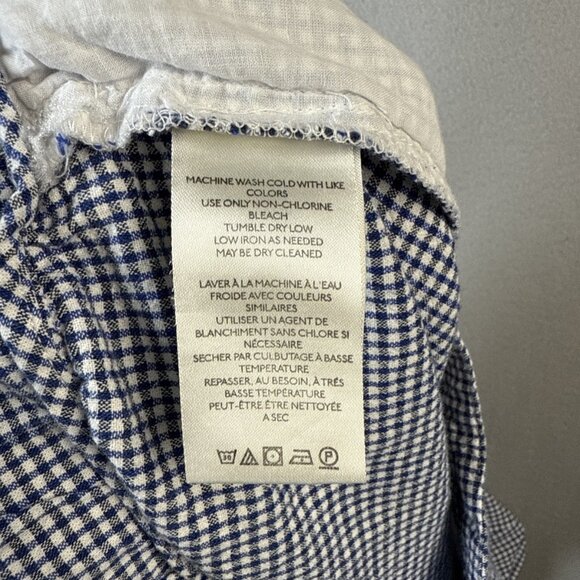 Free People Kate Gingham Pants Size Medium Blue White‎ 100% Cotton Straight Leg - Picture 8 of 10